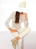 Designer-Paillettenpullover ecru-gold