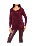 Designer-Paillettenshirt bordeaux