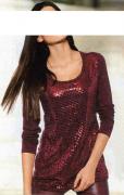 Designer-Paillettenshirt bordeaux