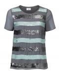 Designer-Paillettenshirt mint-grau