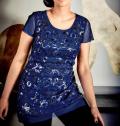 Designer-Paillettenshirt royalblau