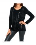 Designer-Paillettenshirt schwarz