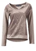 Designer-Paillettenshirt taupe