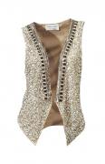 Designer-Paillettenweste goldfarben