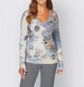 Designer-Paisley-Dessin-Pullover himmelblau-ecru