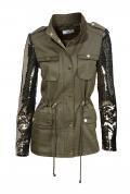 Designer-Parka mit Pailletten oliv