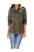 Designer-Parka mit Pailletten oliv