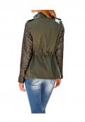 Designer-Parka mit Pailletten oliv