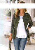 Designer-Parka mit Pailletten oliv