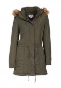 Designer-Parka mit Webpelzkragen oliv