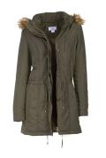 Designer-Parka mit Webpelzkragen oliv