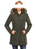 Designer-Parka mit Webpelzkragen oliv