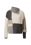 Designer-Patch-Design-Pullover beige-anthrazit