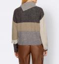 Designer-Patch-Design-Pullover beige-anthrazit