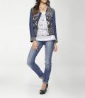 Designer-Patchjacke blau-bunt