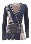 Designer-Patchjacke blau-taupe