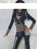 Designer-Patchjacke blau-taupe