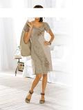 Designer-Patchkleid beige