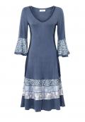 Designer-Patchkleid mit Volants blau