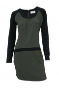 Designer-Patchkleid oliv-schwarz