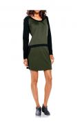 Designer-Patchkleid oliv-schwarz