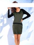 Designer-Patchkleid oliv-schwarz