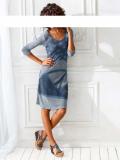 Designer-Patchkleid rauchblau