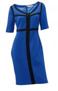 Designer-Patchkleid royalblau-schwarz