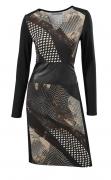 Designer-Patchkleid schwarz-braun