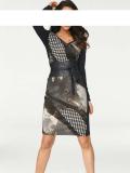 Designer-Patchkleid schwarz-braun