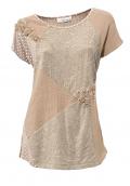 Designer-Patchshirt taupe