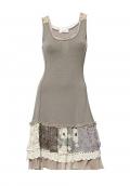 Designer-Patchworkkleid taupe