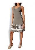 Designer-Patchworkkleid taupe