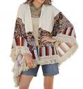 Designer-Patchworkponchojacke bunt