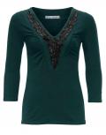 Designer-Perlenshirt dunkelgrün