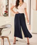 Designer-Plissee-Culotte marine