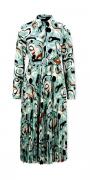 Designer-Plissee-Druckkleid mit Gürtel mint