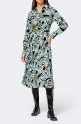 Designer-Plissee-Druckkleid mit Gürtel mint
