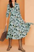 Designer-Plissee-Druckkleid mit Gürtel mint