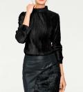 Designer-Plissee-Shirt schwarz