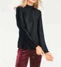 Designer-Plissee-Shirt schwarz