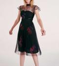 Designer-Plisseekleid schwarz-bordeaux