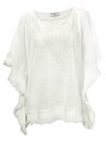 Designer-Poncho mit Häkelspitze ecru