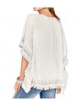 Designer-Poncho mit Häkelspitze ecru