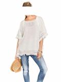 Designer-Poncho mit Häkelspitze ecru