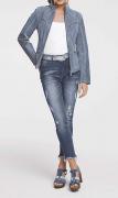 Designer-Porc-Velourslederjacke jeansblau Gr. 36