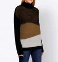 Designer-Pullover cognac-schwarz