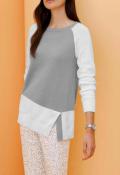 Designer-Pullover grau-ecru