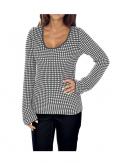 Designer-Pullover grau-weiß
