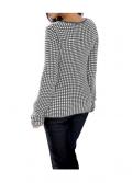 Designer-Pullover grau-weiß